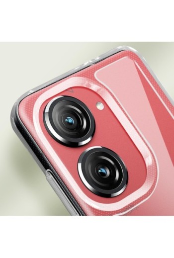 Cover antiurto per Asus Zenfone 10 e 9 con retro rigido e blocco fotocamera rialzato - trasparente