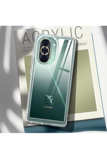 Cover antiurto per Huawei Nova 10 con retro rigido e blocco fotocamera rialzato - trasparente