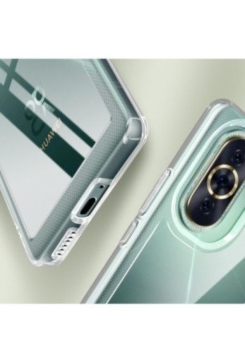 Cover antiurto per Huawei Nova 10 con retro rigido e blocco fotocamera rialzato - trasparente