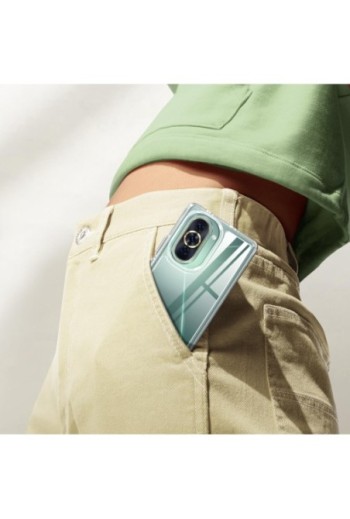 Cover antiurto per Huawei Nova 10 con retro rigido e blocco fotocamera rialzato - trasparente