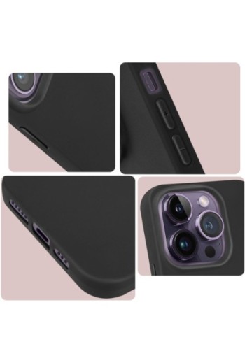 Cover per iPhone 14 Pro Max in Gel di Silicone Opaca Antiscivolo - Nera