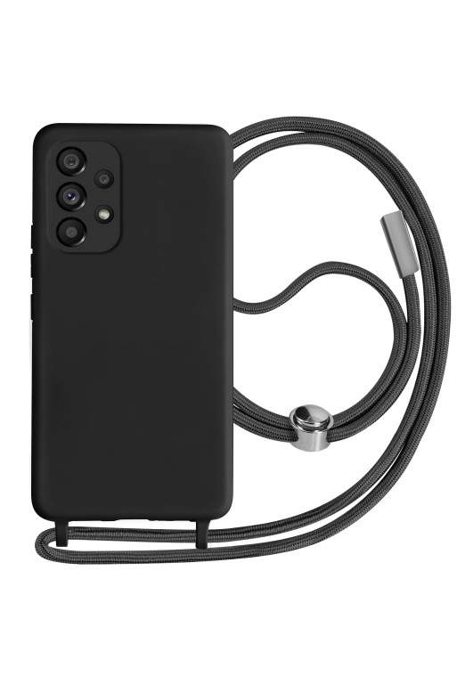 Cover Semirigida per Samsung Galaxy A53 5G con Cordino e Interno Soft-touch - Nera