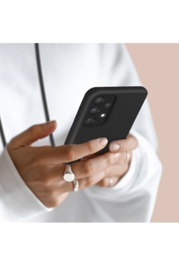 Cover Semirigida per Samsung Galaxy A53 5G con Cordino e Interno Soft-touch - Nera