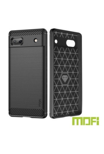 Cover per Google Pixel 6a Flessibile con Effetto Carbonio e Metallo Spazzolato MOFI - Nera