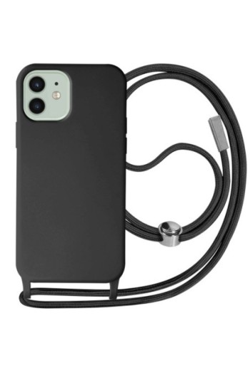 Cover Semirigida per iPhone 12 / 12 Pro con Cordino e Interno Soft-touch - Nera