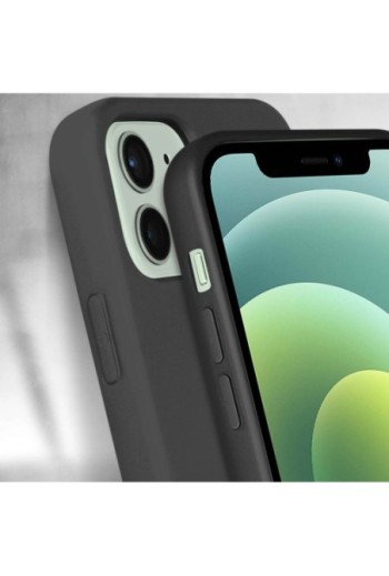 Cover Semirigida per iPhone 12 / 12 Pro con Cordino e Interno Soft-touch - Nera