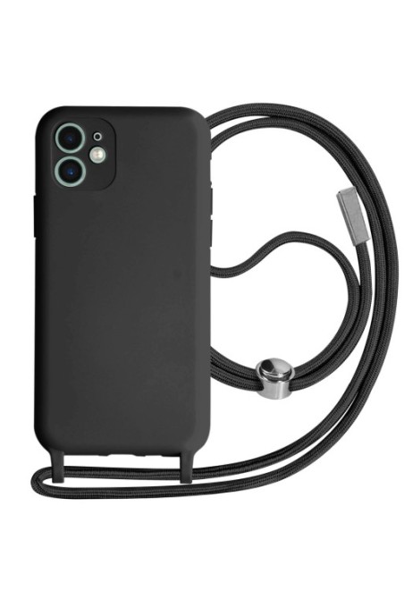 Cover Semirigida per iPhone 11 con Cordino e Interno Soft-touch - Nera