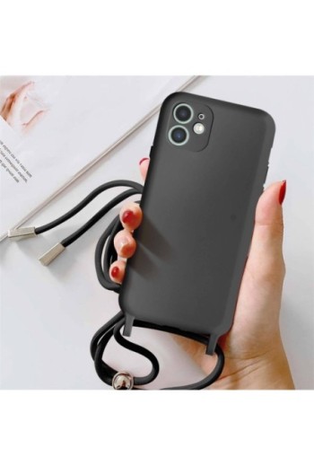 Cover Semirigida per iPhone 11 con Cordino e Interno Soft-touch - Nera