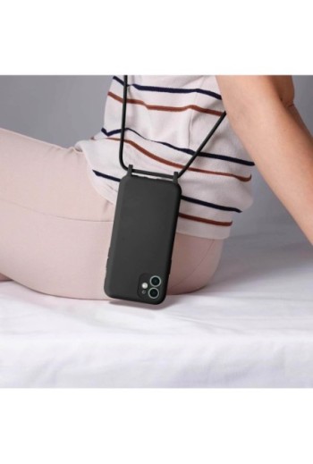 Cover Semirigida per iPhone 11 con Cordino e Interno Soft-touch - Nera