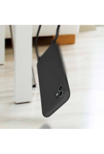 Cover Semirigida per iPhone 11 con Cordino e Interno Soft-touch - Nera
