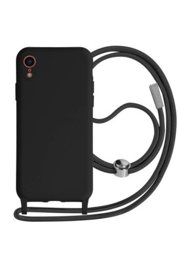 Cover Semirigida per iPhone XR con Cordino e Interno Soft-touch - Nera