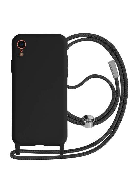 Cover Semirigida per iPhone XR con Cordino e Interno Soft-touch - Nera