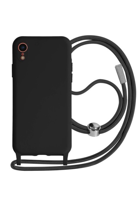 Cover Semirigida per iPhone XR con Cordino e Interno Soft-touch - Nera