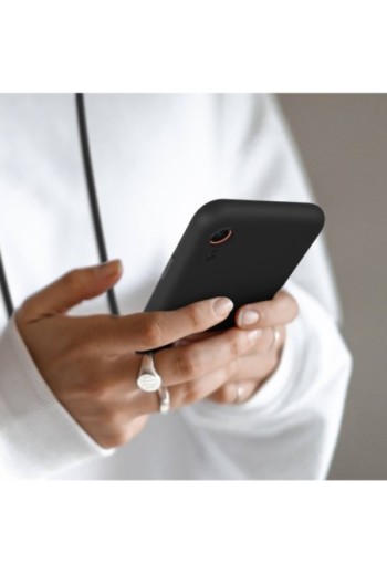 Cover Semirigida per iPhone XR con Cordino e Interno Soft-touch - Nera