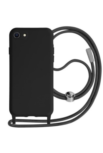 Cover Semirigida per iPhone 7 8 SE 2020/2022 con Cordino e Interno Soft-touch - Nera