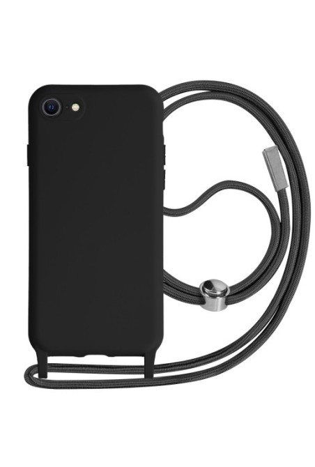 Cover Semirigida per iPhone 7 8 SE 2020/2022 con Cordino e Interno Soft-touch - Nera