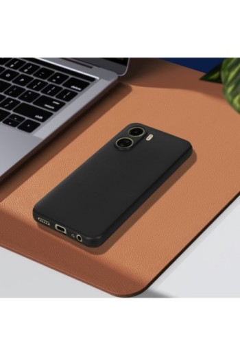 Cover per Vivo Y16 in gel di silicone con finitura opaca anti-macchie – nera
