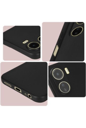 Cover per Vivo Y16 in gel di silicone con finitura opaca anti-macchie – nera