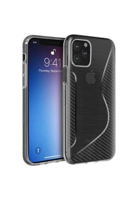 Cover Silicone gel design S-line Effetto Carbonio - Semitrasparente per Apple iPhone 11 Pro Max