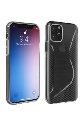 Cover Silicone gel design S-line Effetto Carbonio - Semitrasparente per Apple iPhone 11 Pro Max