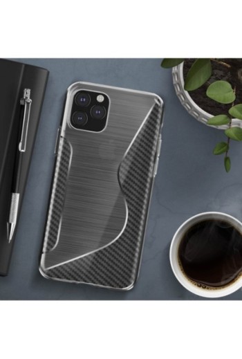 Cover Silicone gel design S-line Effetto Carbonio - Semitrasparente per Apple iPhone 11 Pro Max