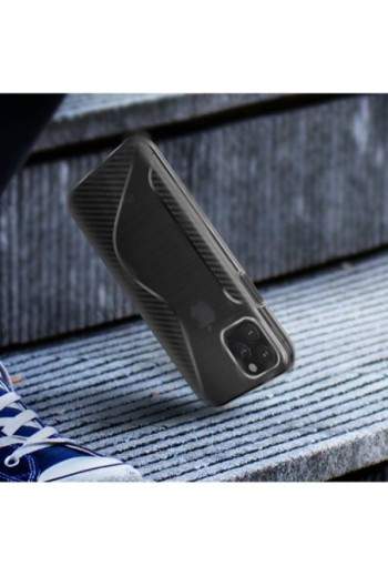 Cover Silicone gel design S-line Effetto Carbonio - Semitrasparente per Apple iPhone 11 Pro Max