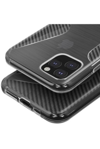 Cover Silicone gel design S-line Effetto Carbonio - Semitrasparente per Apple iPhone 11 Pro Max