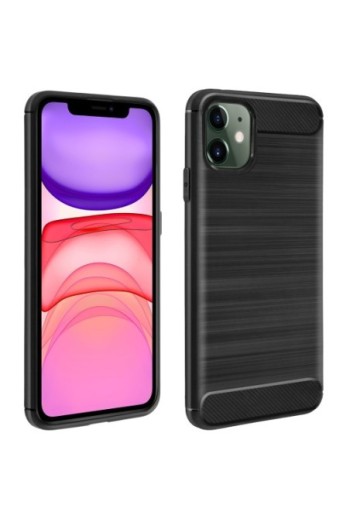 Cover protettiva Design Carbonio con effetto Spazzolato Silicone Gel - Nero per iPhone 11