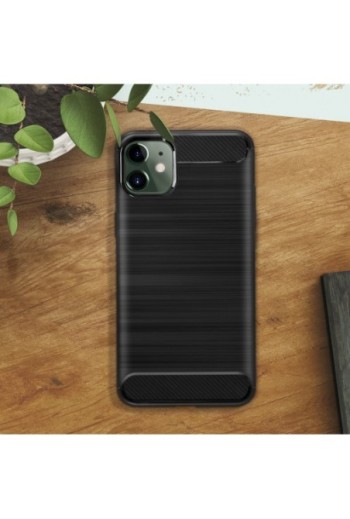 Cover protettiva Design Carbonio con effetto Spazzolato Silicone Gel - Nero per iPhone 11