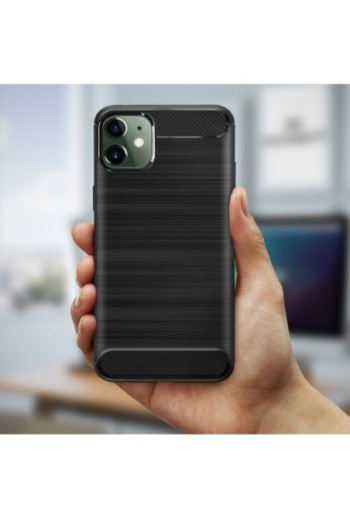 Cover protettiva Design Carbonio con effetto Spazzolato Silicone Gel - Nero per iPhone 11
