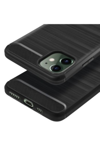 Cover protettiva Design Carbonio con effetto Spazzolato Silicone Gel - Nero per iPhone 11