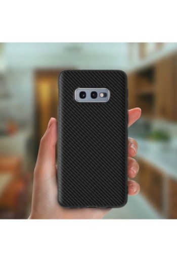 Cover Flessibile Effetto Carbonio Nero per Samsung Galaxy S10e