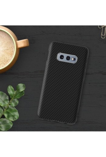 Cover Flessibile Effetto Carbonio Nero per Samsung Galaxy S10e
