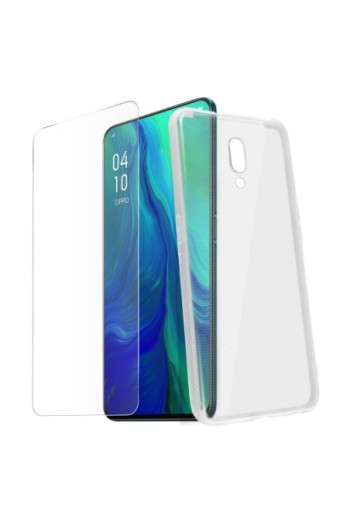 Protezione integrale 360°: Cover morbida trasp + pell vetro temp per Oppo Reno