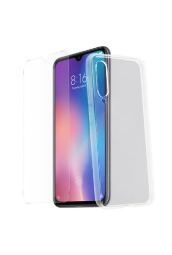 Protezione integrale 360°: Cover morbida trasp + pell vetro temp per Xiaomi Mi 9 SE