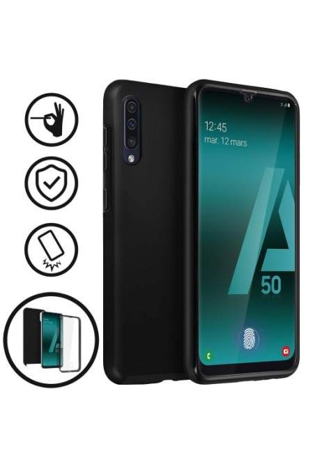 Cover protettiva Integrale Fronte / Retro Rigido - Nero per Samsung Galaxy A50