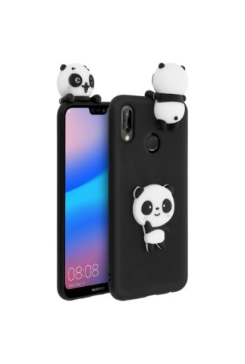 Cover protettiva Design 3D Panda Flessibile e Resistente - Nero per Huawei P20 Lite