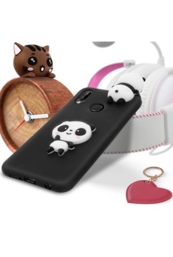 Cover protettiva Design 3D Panda Flessibile e Resistente - Nero per Huawei P20 Lite