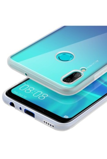 Protezione integrale 360°: Cover morbida trasparente + Pellicola vetro temperato contorno nero per Huawei P Smart 2019 / Honor 1