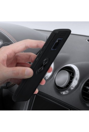 Cover Soft touch + Anello di supporto magnetico integrato - Nero p. Huawei Mate 20 Pro