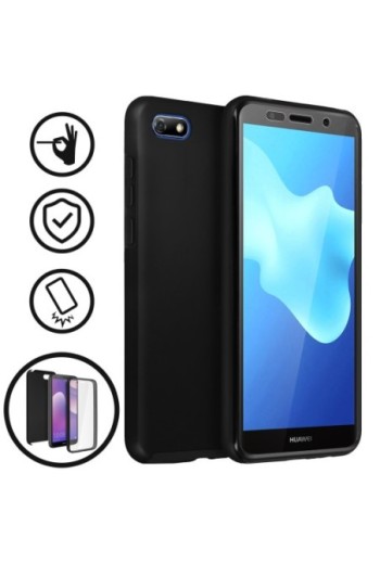 Cover Protettiva Integrale Fronte / Retro Nera per Huawei Y5 2018 / Honor 7S