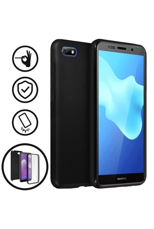 Cover Protettiva Integrale Fronte / Retro Nera per Huawei Y5 2018 / Honor 7S
