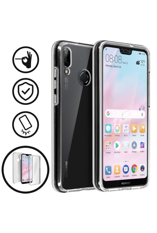 Cover Protettiva Integrale Fronte / Retro trasparente per Huawei P20 Lite