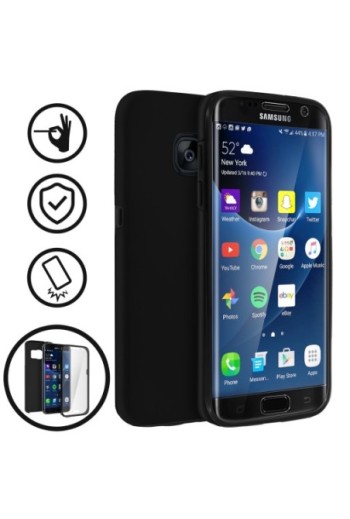 Cover Protettiva Integrale Fronte / Retro nera per Samsung Galaxy S7 Edge