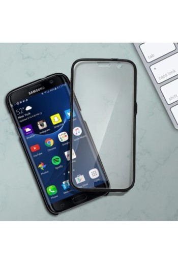 Cover Protettiva Integrale Fronte / Retro nera per Samsung Galaxy S7 Edge