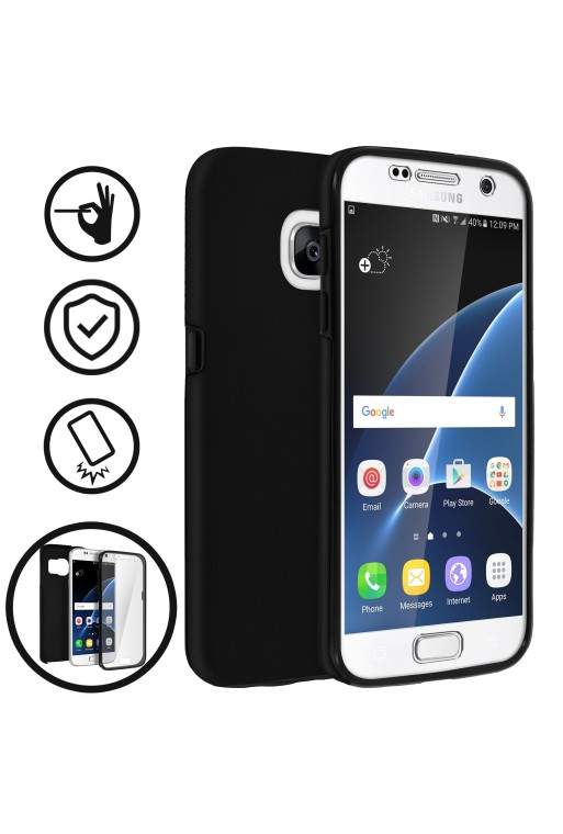 Cover Protettiva Integrale Fronte / Retro nera per Samsung Galaxy S7