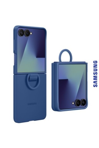 Custodia anello Ufficiale Samsung Galaxy Z Flip 7 – Ring Case Soft Touch Blu